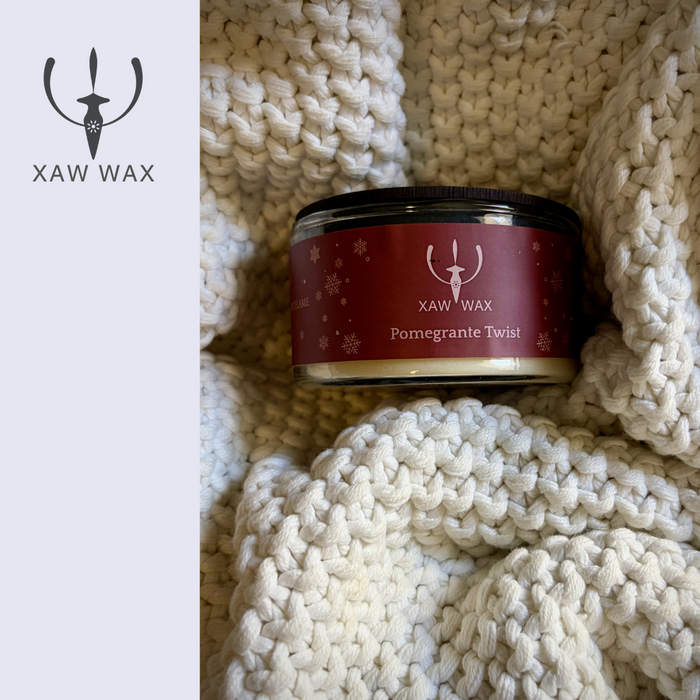 Pomegranate Twist 100 g soy candle in a warm blanket